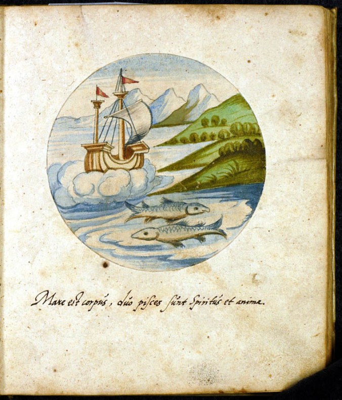 Pisces fish with ship hermetic