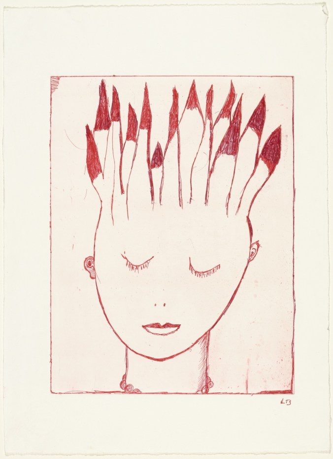 Louise Bourgeois head on fire