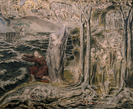 The Sea of Time and Space (Vision of the Circle of the Life of Man) by William Blake (London 1757 - London 1827)